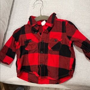 Baby Gap Red and Black Plaid Baby Shirt